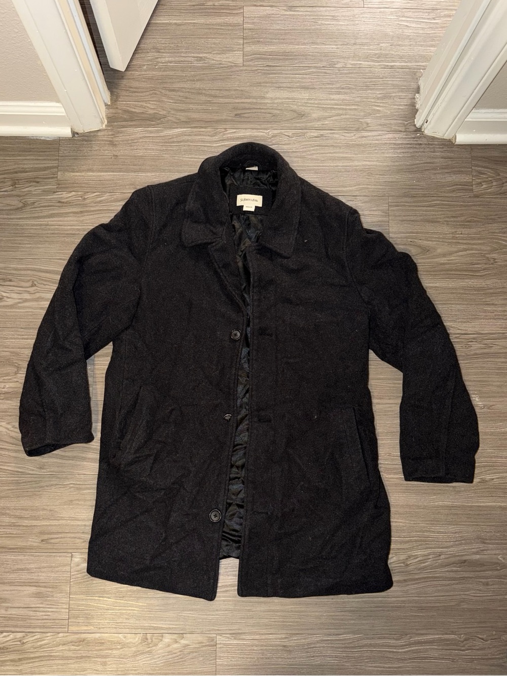 Mens St. John's Bay Wool Blend Winter Trench Coat Medium